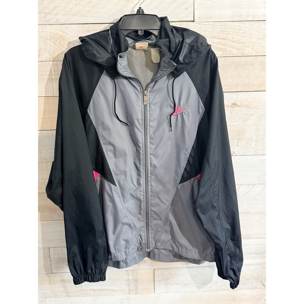 Vintage Nike Windbreaker Full Zip Jacket W/Hood Size Large Sportswear 1990s